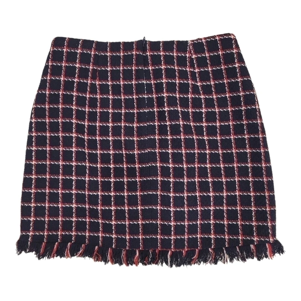 Zara Basic Collection Navy Blue And Red Plaid Mini Skirt - Size XS